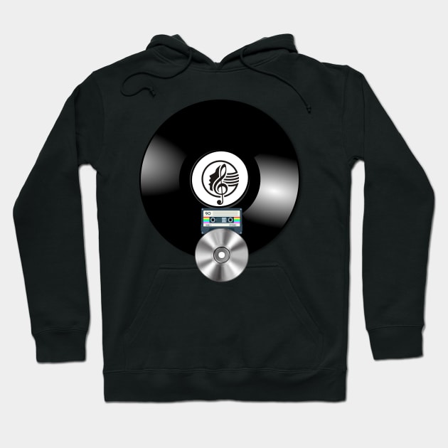 Vinyl, tape, CD Hoodie by All on Black by Miron